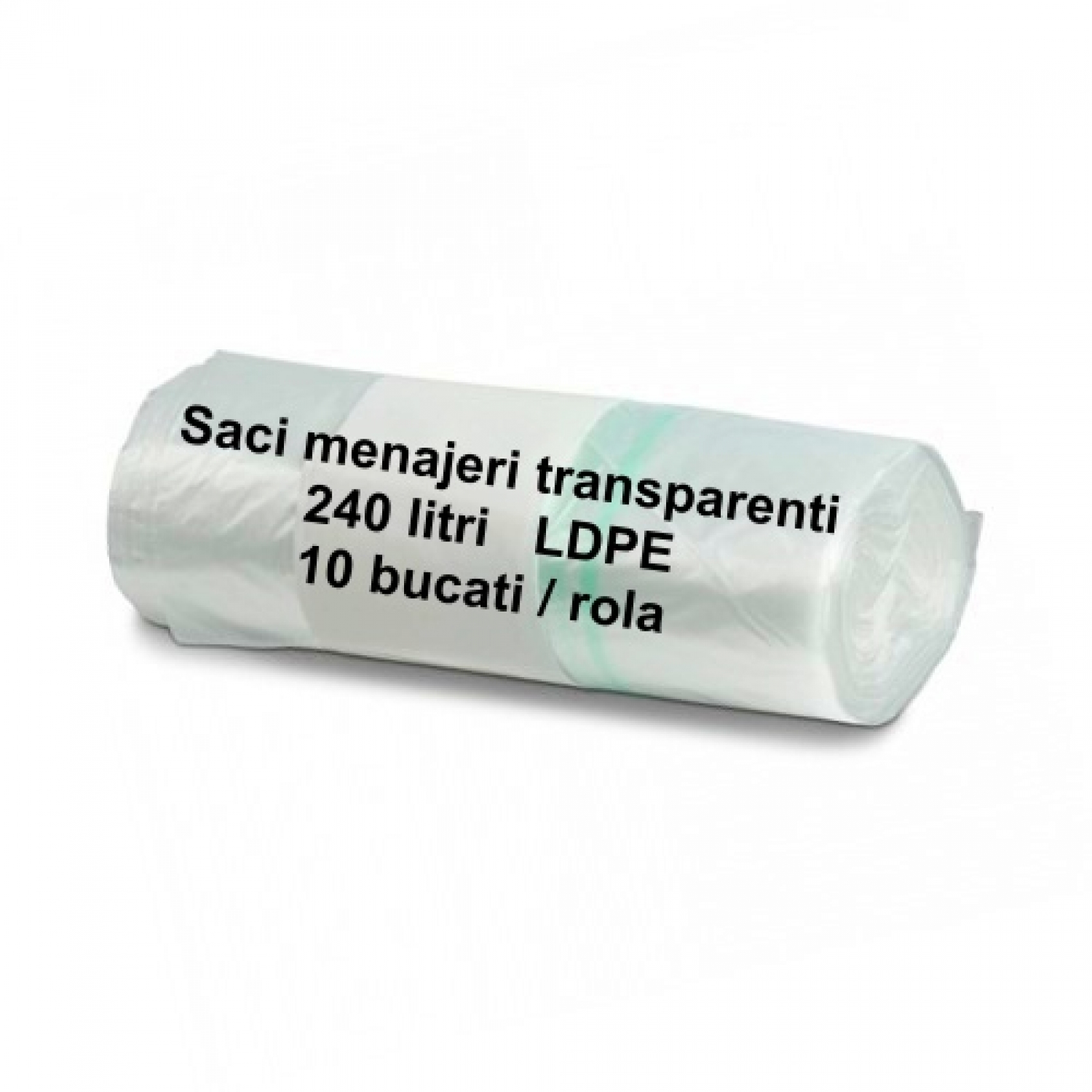 Saci menajeri transparenti 240 litri LDPE - 10 buc/rola